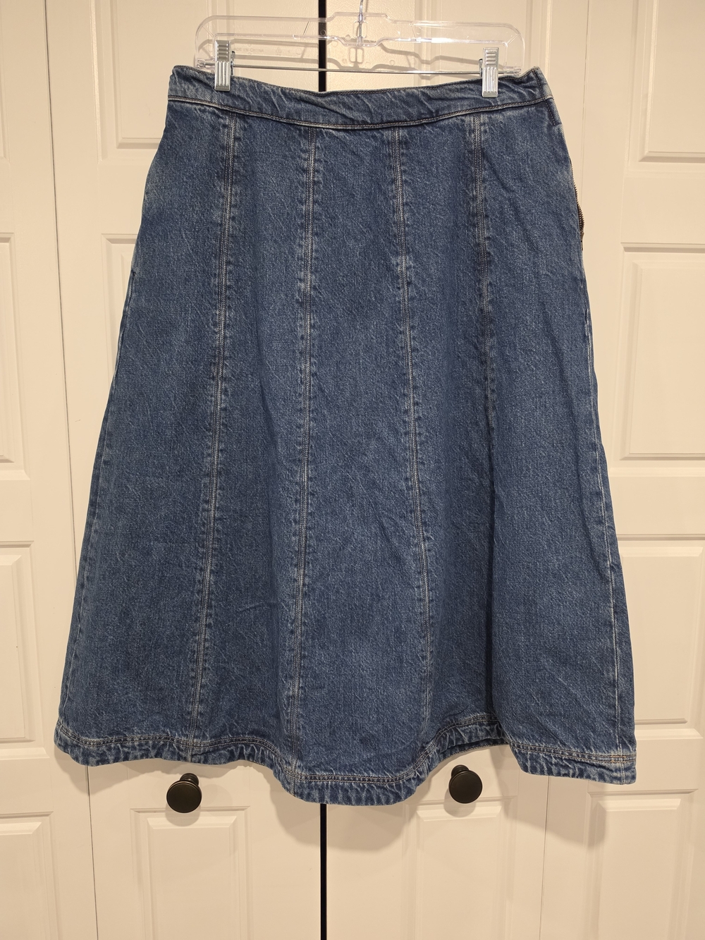 Boden Blue Denim A-Line Panel Skirt